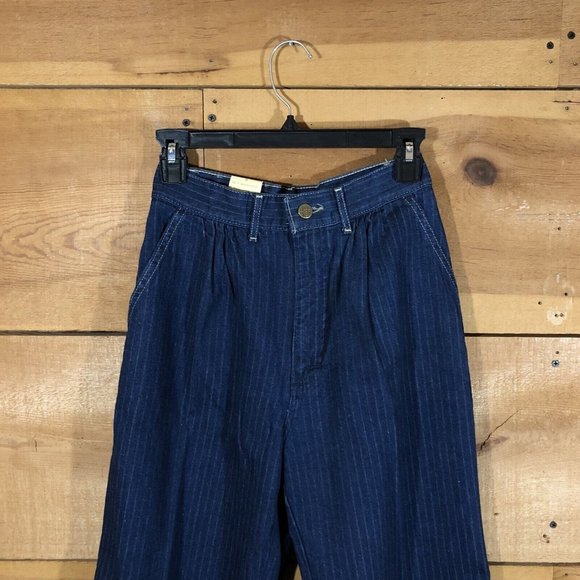 Vintage LEE Jr. Gathered Rider Striped Jeans Womens Size 9 Train Conductor - Picture 2 of 12